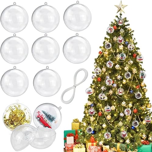 AFASOES 30 Stücke Weihnachtskugeln Acrylkugeln Plastik Kugeln 6cm Transparent Weihnachtsbaum Kugeln Dekokugel Kunststoffkugeln zum Befüllen Transparent Christmas Balls für Weihnachten Party von AFASOES