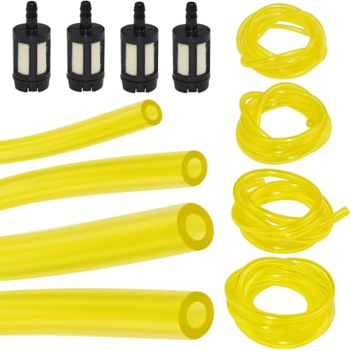 AFASOES 4 Stück Benzinschlauch Set Kraftstoffschlauch 1Meter Lange Ölschlauch mit 4 filter Dieselschlauch Transparent Kraftstoffleitung Schläuche Ersatz für Trimmer Rasenmäher Kettensäge Freischneider von AFASOES