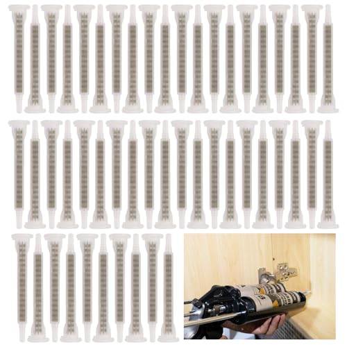 AFASOES 50 Stück Mischerdüsen Statikmischer AB Klebstoff Mischrohre Mischertülle F6-16 Gold Mischdüse Spritze Mischerspitzen 1:1/2:1 Mischerdüse Mixtüllen Passend für 50 ml 2 Komponenten AB Kleber von AFASOES