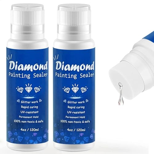 Diamond Painting Versiegelung 240 ml, Diamond Painting Zubehör, Diamond Painting Kleber Hochglanz Schnell Trocknend mit Schwammkopf für 5D Diamond Painting, 8 Unzen von AFEION