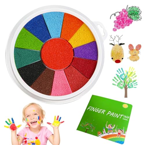 Fingerfarben Kinder Ungiftig, 12 Farben Stempelkissen Kinder mit DIY Malset, Abwaschbar Kindersicher Stamp Pad für Papier Handwerk, Stoff Malerei, Geburtstag Geschenk von AFEION