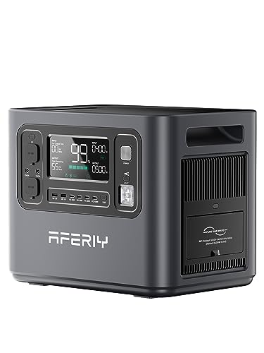 AFERIY 2400W Tragbare Powerstation, 2048Wh LiFePO4 Batterie, 1,7 Stunde Schnellladung, 13 Anschlüsse, Sinuswellen 230V, USV, Mobile Stromversorgung für Outdoors Camping, 7 Jahre Garantie von AFERIY