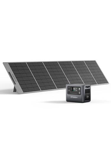 AFERIY Solar Generator 2400W mit 400W Solarmodule, 2048Wh Tragbare Powerstation (4800W Peak), LiFePO4 Batterie, 220V-240V, Faltbar Solarpanel mit USB, IP65, für Outdoor Camping, Reise, Stromausfälle von AFERIY