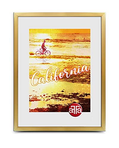 aFFa frames, California, Bilderrahmen aus Kunststoff, Hell, Rechteckig, Mit Acrylglasfront, HDF-Hintergrund, Gold, A4, 21x29,7cm von aFFa frames