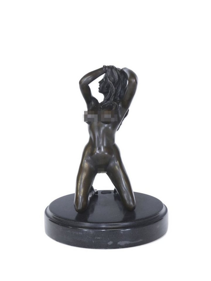 AFG Dekoobjekt Bronze Figur Skulptur erotische Frau kniend auf Marmor von AFG
