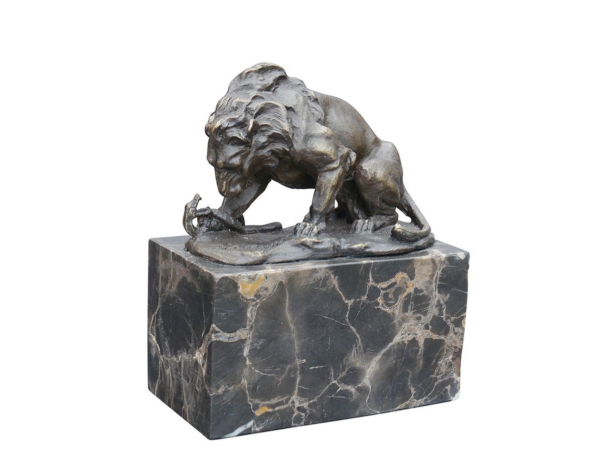 AFG Dekoobjekt Wildlife-Dekoration: Bronze Löwe und Schlange auf Marmor von AFG