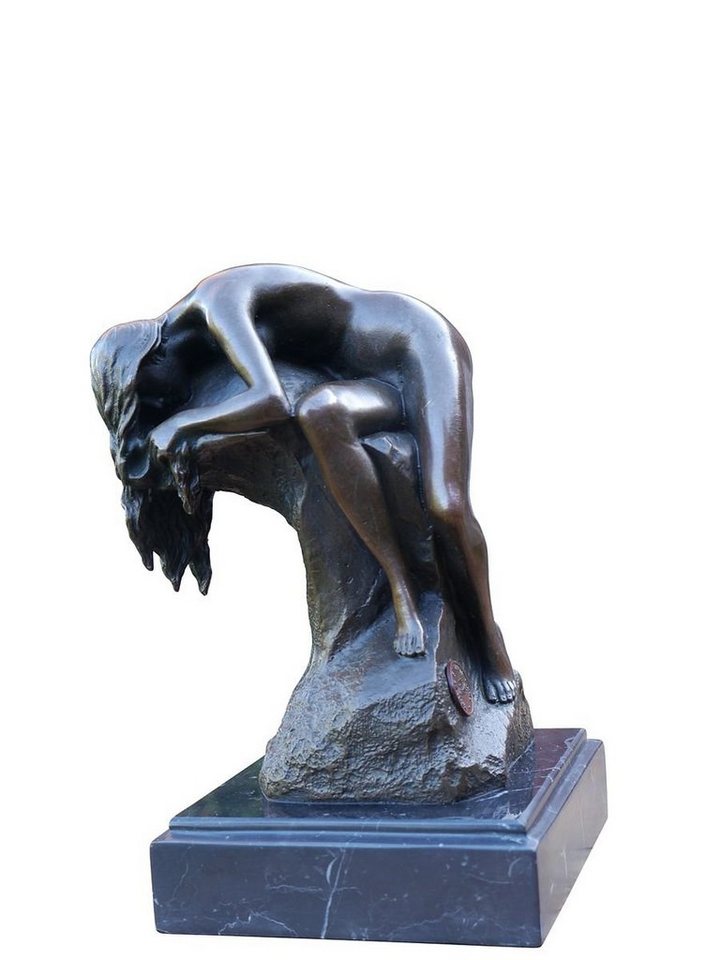 AFG Dekoobjekt Zeitlose Anmut: Bronze-Figur, nackte Frau auf Felsen liegend von AFG