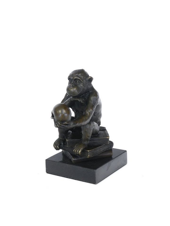 AFG Dekoobjekt Bronze Figur Affe mit Schädel der Denker von AFG