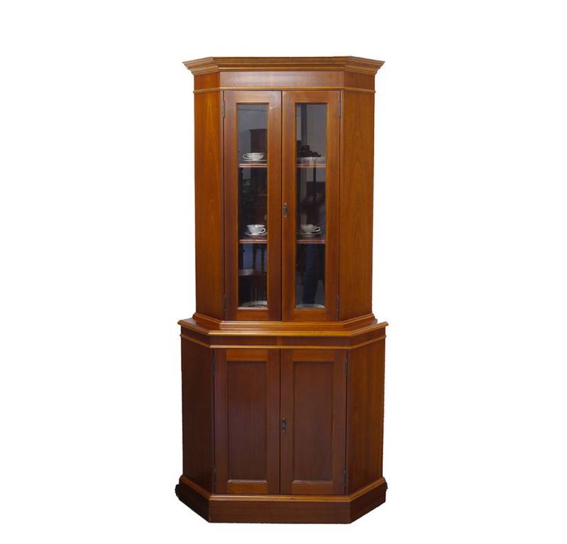 AFG Eckvitrine Eckschrank Eckvitrine Nussbaum englischer Stil H: 200 cm (2-St) von AFG