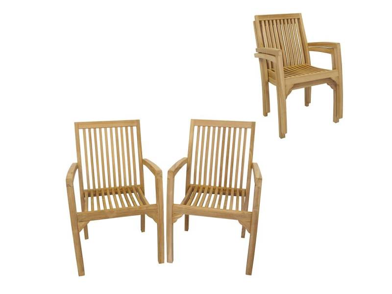 AFG Gartenstuhl Gartenstühle Stapelstühle 2er Set massiv Teak (2 St), 2er Set: Teak, stapelbar, unbehandelt von AFG