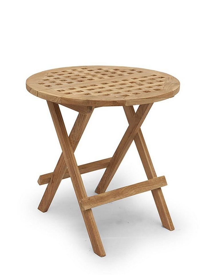 AFG Gartentisch Runder Gartentisch Beistelltisch Teakholz klappbar D:50 von AFG
