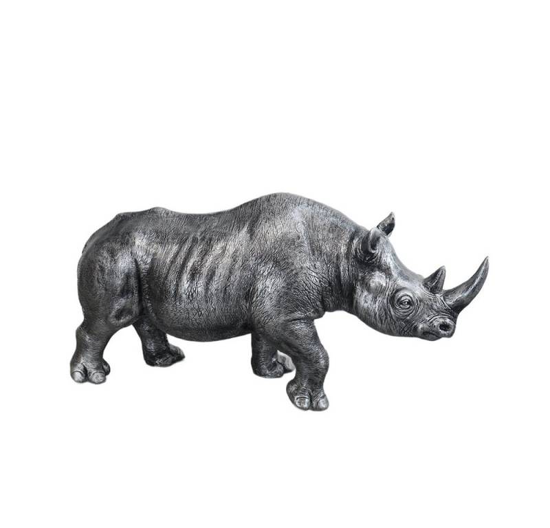 AFG Tierfigur Nashorn Deco Gartenfigur Silberfarben aus Kunstharz groß von AFG
