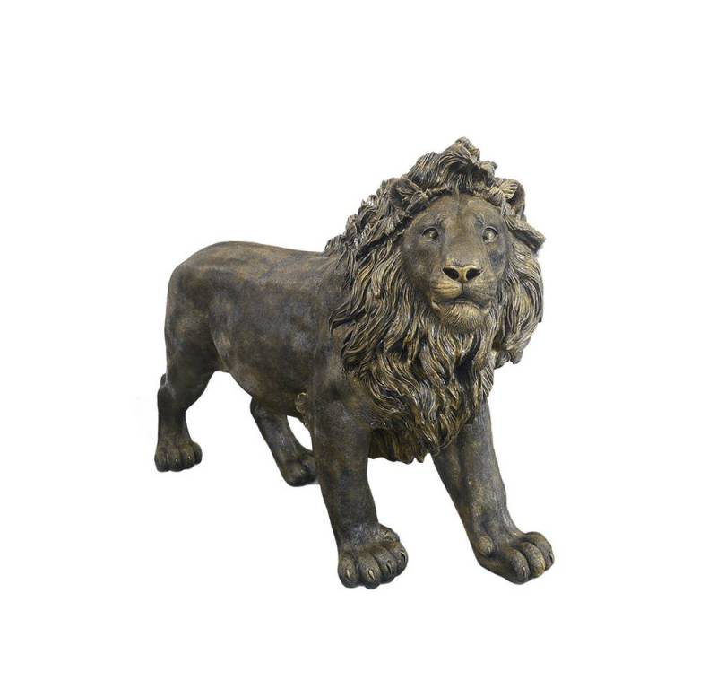 AFG Tierfigur Stehender Löwe Gartenfigur Goldfarben aus Kunstharz von AFG