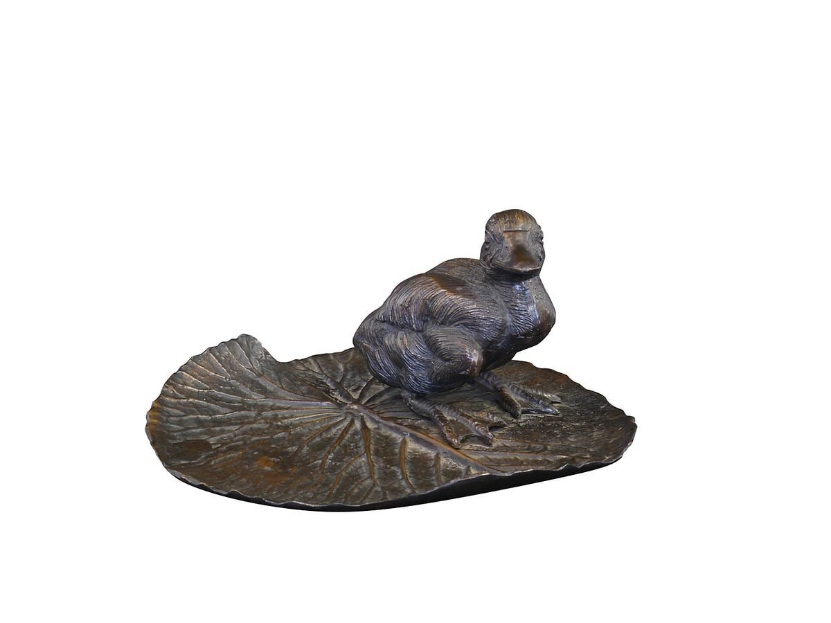 AFG Tierfigur Bronze Figur Statue Ente steht auf einem Blatt von AFG