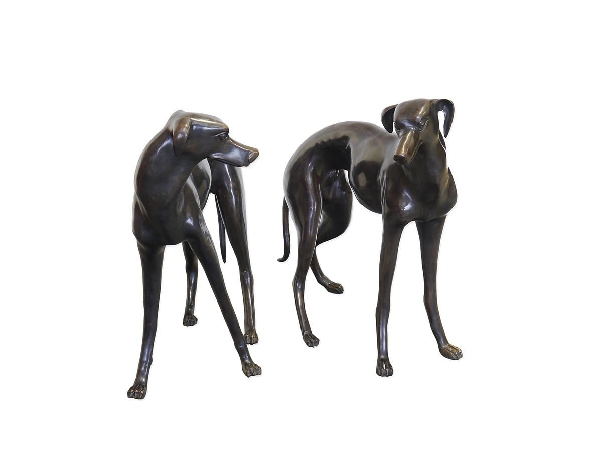 AFG Tierfigur Windhunde Bronzefiguren Hunde Pärchen lebensgroß von AFG