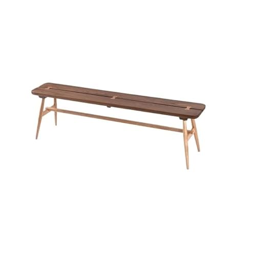 AFGFGHES Eingangshocker Massivholz Langbank Esstisch Hocker Schwarz Walnuss Doppelhocker Schuhbank Niedriger Hocker Schuhwickelhocker von AFGFGHES