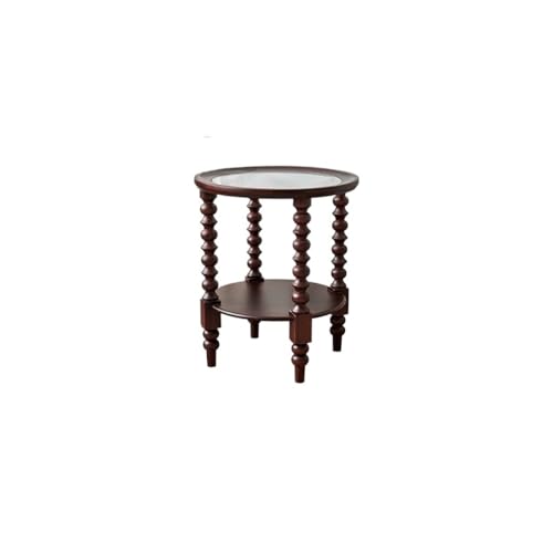 AFGFGHES Kleiner Couchtisch Nussbaum Massivholz Runder Glas Ecktisch Kleiner Couchtisch neben dem Wohnzimmer Sofa Wohnzimmertische von AFGFGHES