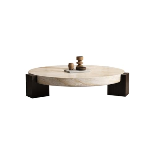 AFGFGHES Kleiner Couchtisch Travertin Couchtisch Wohnzimmer Kleine Wohnung Modern Home Runde Wohnzimmertische von AFGFGHES