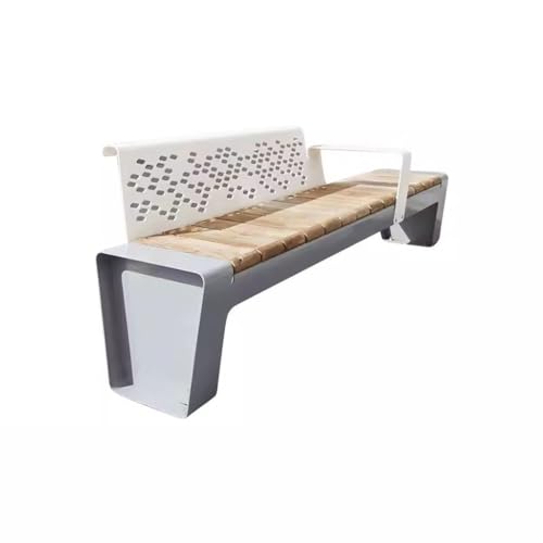 AFGFGHES Parkbank Freizeit Outdoor Bank Stuhl Edelstahl Parkstuhl Quadratisch Eisen Massivholz Sitz Outdoor Landschaftsbereich Gemeinschaft Langstuhl Terrassenbänke von AFGFGHES