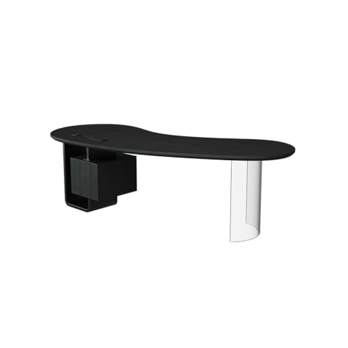 Bürotisch Minimalistischer kreativer Computertisch aus Massivholz, gebogene schwarze Werkbank, Heimstudie mit Staumöbeln Schreibtisch mit Lagerung(200x77x75cm) von AFGFGHES