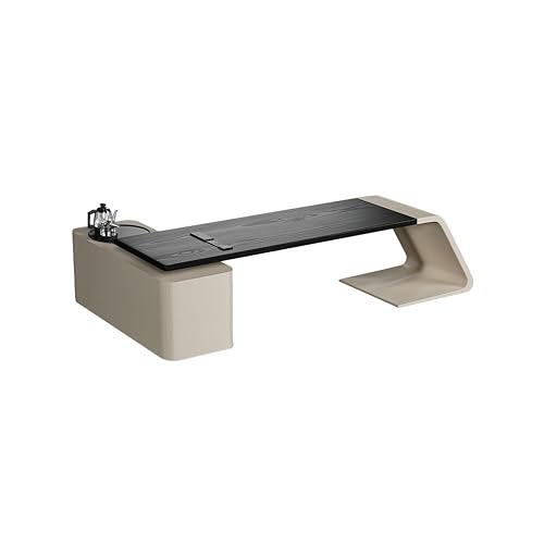 Bürotisch Moderne Werkbank aus Massivholz mit Seitenschrank, einfach verstaubarer großer Schreibtisch, geeignet für Studium und Beruf Schreibtisch Mit Stauraum(210x80x75cm) von AFGFGHES