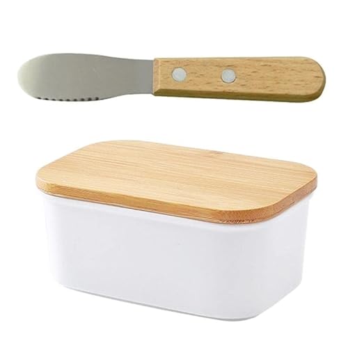 Butterdose mit Deckel aus Keramik Butterdose mit quadratischem Holzdeckel Einfache Butterdose mit versiegeltem Messer Käsedose Butterbox Butterdose mit Deckel aus Keramik Butterdose mit quadratischem Holzdeckel Einfache Butterdose mit versiegeltem Messer Käsedose Butterbox von AFGFGHES