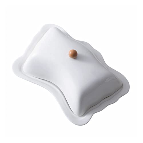 Butterdose mit Deckel versiegelte Butterbox, Keramikbutterplatte, weiße Butterdose für die Küche, Butterhaus-Tablett, Butterplatte Butterbox von AFGFGHES