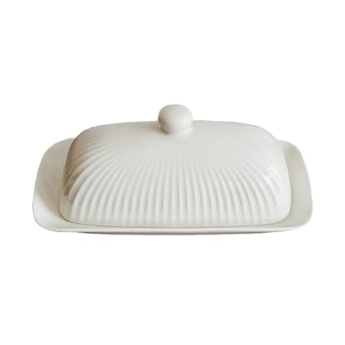 Butterdose mit flachem Deckel, Butterdose aus weißer Keramik, einfach, Haushalt, Wohnzimmer, Obstteller, Aufbewahrungsplatte, Butterbox von AFGFGHES