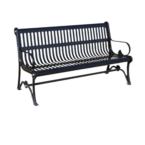 Parkbank Outdoor Eisen Parkstuhl Doppel Schwarz Metall Außenbank Rückenlehne Gemeinschaftsquadrat Geschweißte Parkstuhl Terrassenbänke(B,150CM) von AFGFGHES
