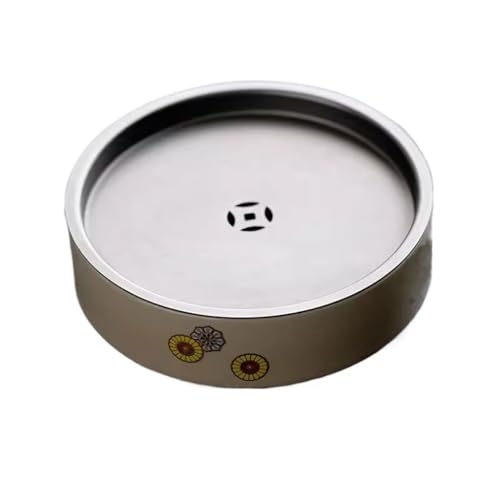 Teetablett aus Keramik, Grasgrau, elegant und einfach, mit trockener Blasenplatte, kleines rundes Teetablett für zu Hause, Tablett-Dekoration von AFGFGHES