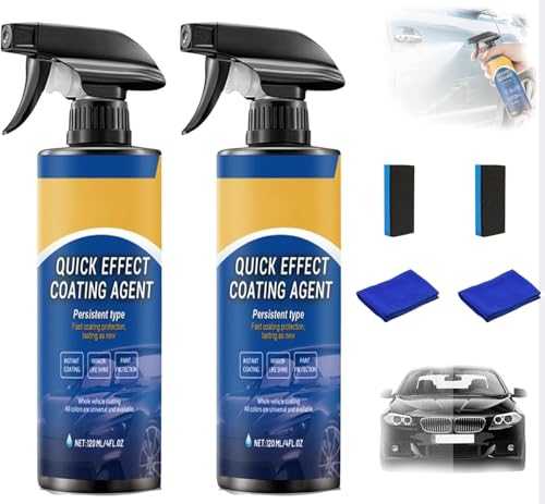 Coating Spray from Germany, Quick Effect Coating Agent for Car, Car Quick-Acting Coating Agent Spray, Car Scratch Wax Polish Sprays Waterless Wash for Shine & Protection 120ml (2Pcs) von AFGQIANG