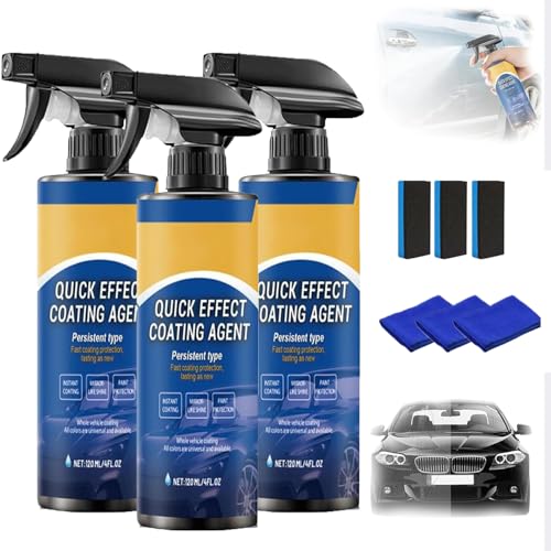 Coating Spray from Germany, Quick Effect Coating Agent for Car, Car Quick-Acting Coating Agent Spray, Car Scratch Wax Polish Sprays Waterless Wash for Shine & Protection 120ml (3Pcs) von AFGQIANG