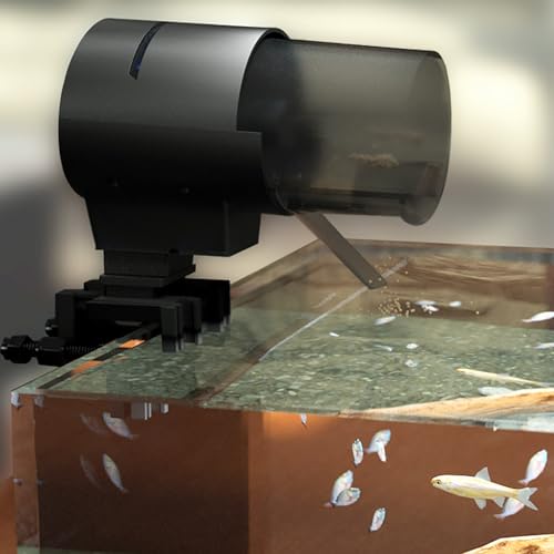 AFGSsm Aquarium Fisch Feeder, 210ML Automatische Fischfutterautomaten, Futterautomat Aquarium, Fischfutterautomat für Aquarium Teich Urlaub (Schwarz) von AFGSsm