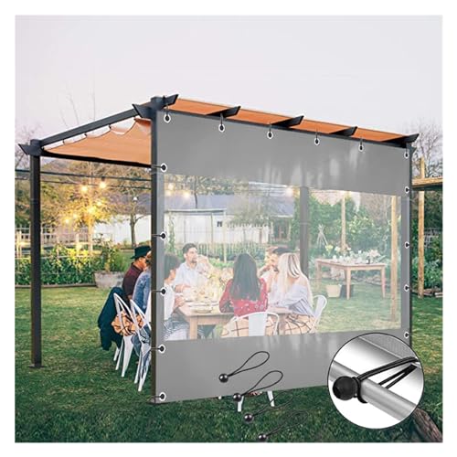 AFGZQ Durchsichtige Planen Planen-Seitenteile Terrassenvorhänge, Wetterfest mit Bungee-Seil, for Pergola, Veranda, Gazebo, Anpassbar (Color : Gray, Size : 8'Hx10'W/2.4x3m) von AFGZQ