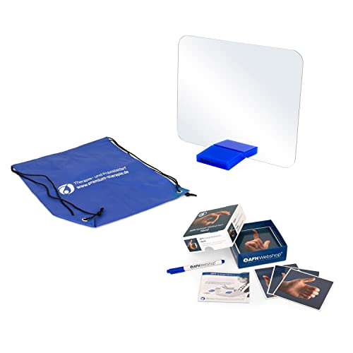 AFH T-Spiegel® Premium | klein | inkl. Tragetasche | Standfuß: blau | Bildkarten Hand von AFH Webshop