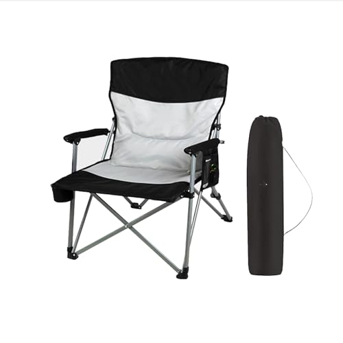 AFHDKB Camping Klappstuhl Folding Chair Bequemer Extra Breiter Gepolsterter Gartenstuhl Stabil Outdoor Sport Strandreisen Tragkraft 136 Kg-Black von AFHDKB