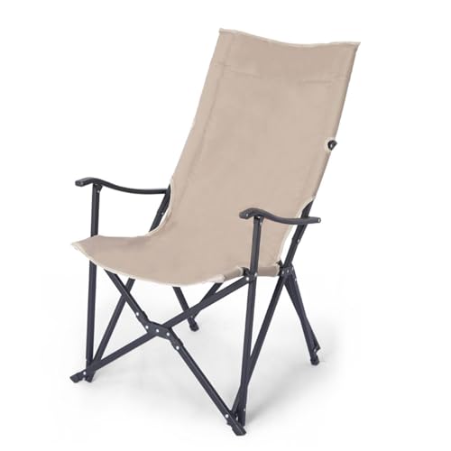 AFHDKB Camping Klappstuhl Folding Chair Erwachsene Tragbar Hohe Rückenlehne Armlehnen Holz Tasche Rasenangeln Freien-Khaki von AFHDKB