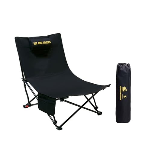 AFHDKB Camping Klappstuhl Folding Chair Kompakt Verstellbarer Rückenlehne Kopfstütze Tragbare Liegestühle Strand Rasen Reisen-Black von AFHDKB