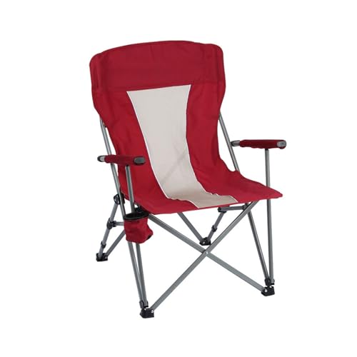 AFHDKB Camping Klappstuhl Folding Chair Tragbar Leicht Getränkehalter Netzrückenlehne Stuhl Trägt 125 Kg Outdoor Campingwanderungen-Red von AFHDKB