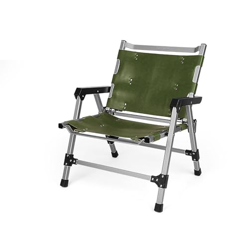 AFHDKB Camping Klappstuhl Folding Chair Tragbarer Kompakter Leder Relaxstuhl Unterstützt 297 Pfund Strand Rasen Outdoor-Green von AFHDKB
