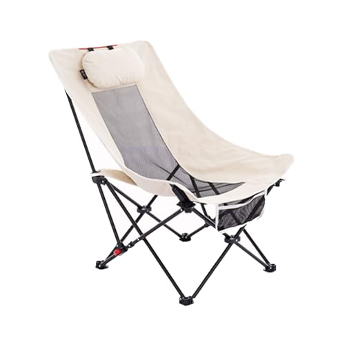 AFHDKB Camping Klappstuhl Folding Chair Verstellbarem Mesh Atmungsaktiver Lounge Sessel Outdoor Sportarten Reisen Strand Unterstützt 265LBS-White von AFHDKB