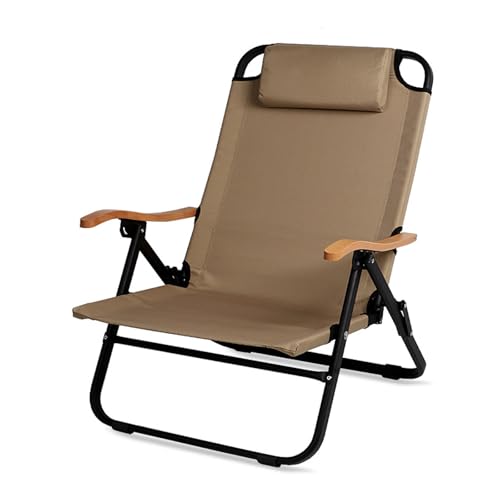 AFHDKB Camping-Liegestühle Reclining Chairs Hoher Rückenlehne Kopfstütze 4-Fach Verstellbar Klappbar Strandstühle Robuste Stützkraft Von 120 Kg-Khaki von AFHDKB