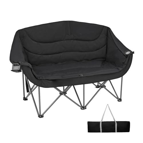 AFHDKB Doppelter Campingstuhl Double Chair Gepolstert Klappbar Strapazierfähig Loveseat Tragbar Zwei Sitze Getränkehalter Rasen Freien-Black AFHDKB Doppelter Campingstuhl Double Chair Gepolstert Klappbar Strapazierfähig Loveseat Tragbar Zwei Sitze Getränkehalter Rasen Freien-Black von AFHDKB