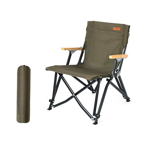 AFHDKB Faltbar Campingstuhl Folding Chair Im Freien Zusammen Klappbarer Tragbarer Gartenstuhl Holzarmlehne Aufbewahrungstasche Picknick Strandstuhl-Green von AFHDKB