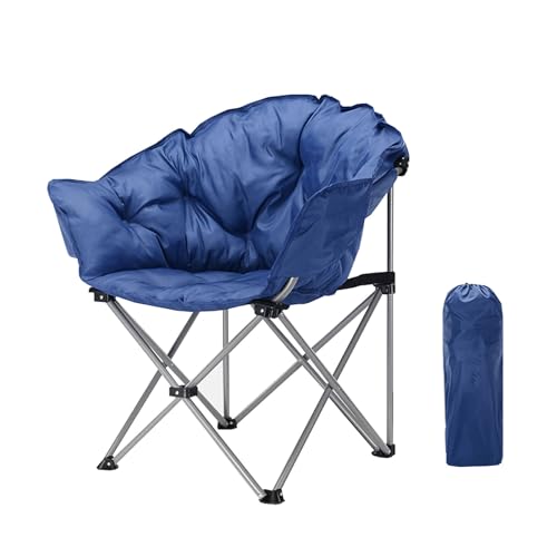 AFHDKB Klappbare Campingstühle Folding Chairs Gepolstert Tragbar Strapazierfähig Club Moon Chair Runde Untertasse Unterstützt 150 Kg Tragetasche-Blue von AFHDKB