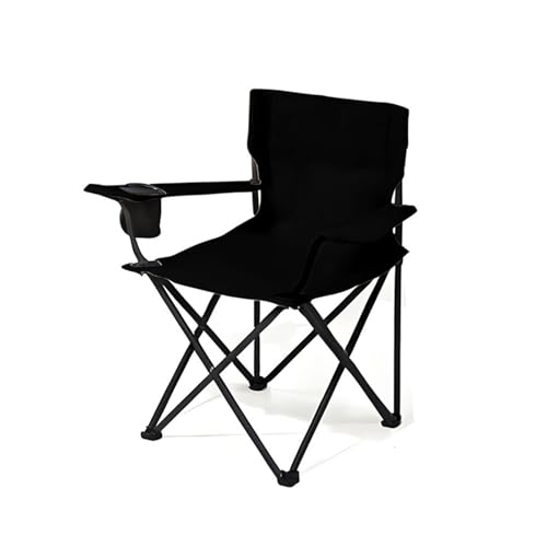 AFHDKB Klappbare Campingstühle Folding Chairs Tragbarer Gartenstuhl Getränkehalter Rückenlehne Konzerte Tragetasche Sport-Black von AFHDKB