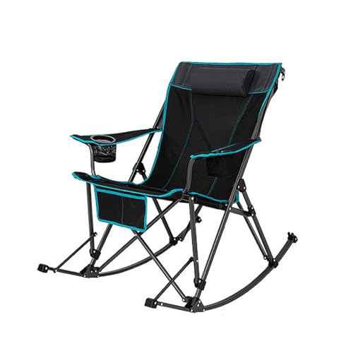 AFHDKB Klappbarer Camping Schaukelstuhl Folding Chair Tragbarer Getränkehalter Tasche Tragetasche Unterstützt 180 Kg Outdoor Reisen Strand Picknick Wandern-Black von AFHDKB