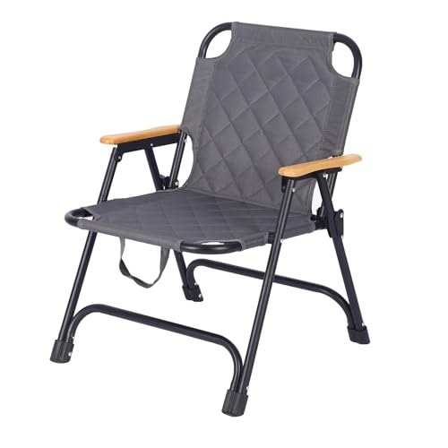AFHDKB Klappbarer Campingstuhl Folding Camping Chair Erwachsene Strandstühle Hoher Rückenlehne Harter Armlehne Unterstützt 300 Pfund Für Rasen Im Freien-Grey von AFHDKB