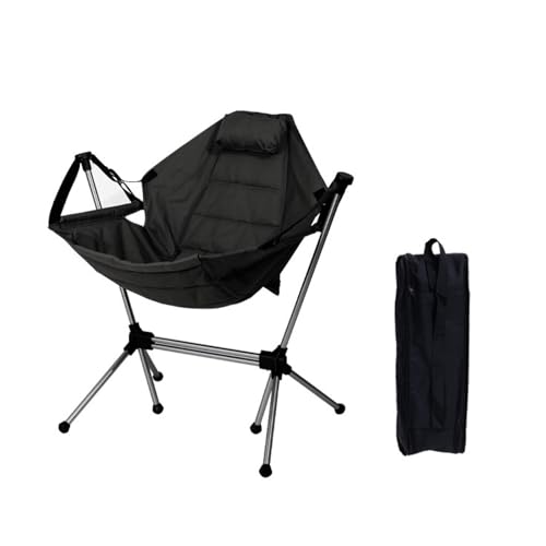 AFHDKB Klappbarer Campingstuhl Folding Chair 150 Kg Faltbar Tragbar Schaukelstühle Erwachsene Zum Aufhängen Im Außenbereich Rasen Garten-Black von AFHDKB