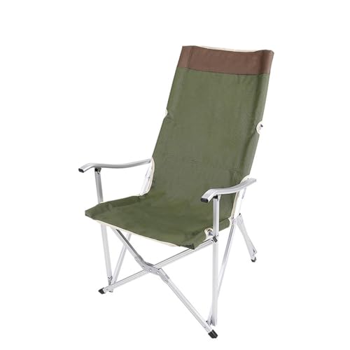 AFHDKB Klappbarer Campingstuhl Folding Chair Erwachsene Zusammen Aluminiumstuhl Hoher Rückenlehne Grillen Am Strand Freien Trägt Bis Zu 120 Kg-Green von AFHDKB